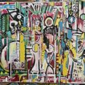 Untitled mixed media painting by Dean Snider, showcasing his vibrant abstract style with layered colors and textures -IMG_3302