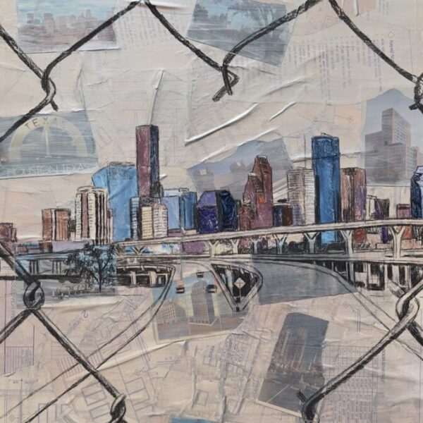 Lauren Luna - Houston cityscape through fence