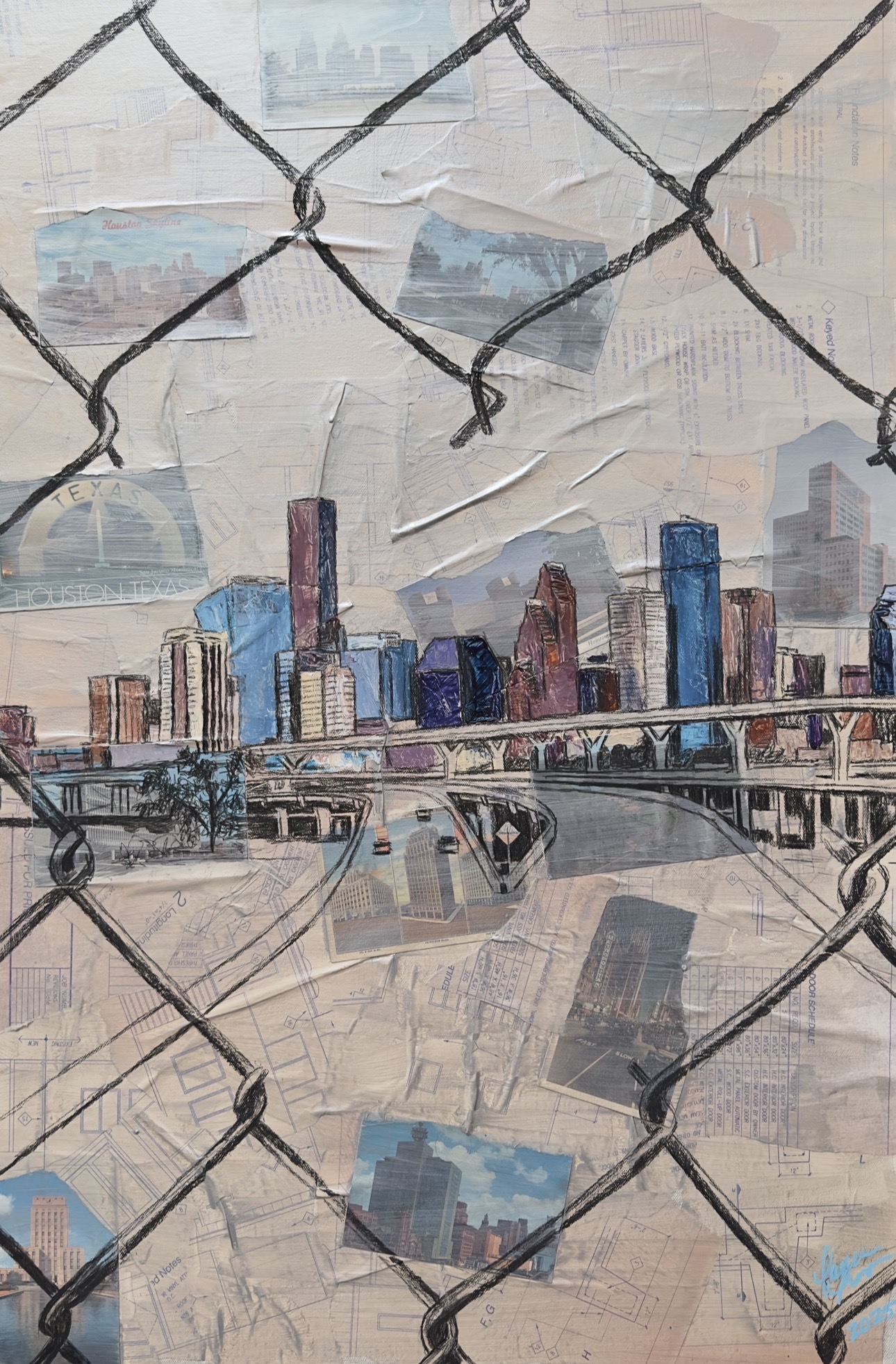Lauren Luna - Houston cityscape through fence