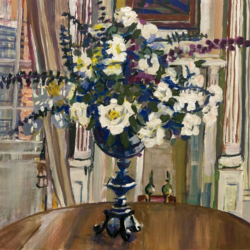 “Sun room in Aston Villa” 12x12” gouache on W/C paper.