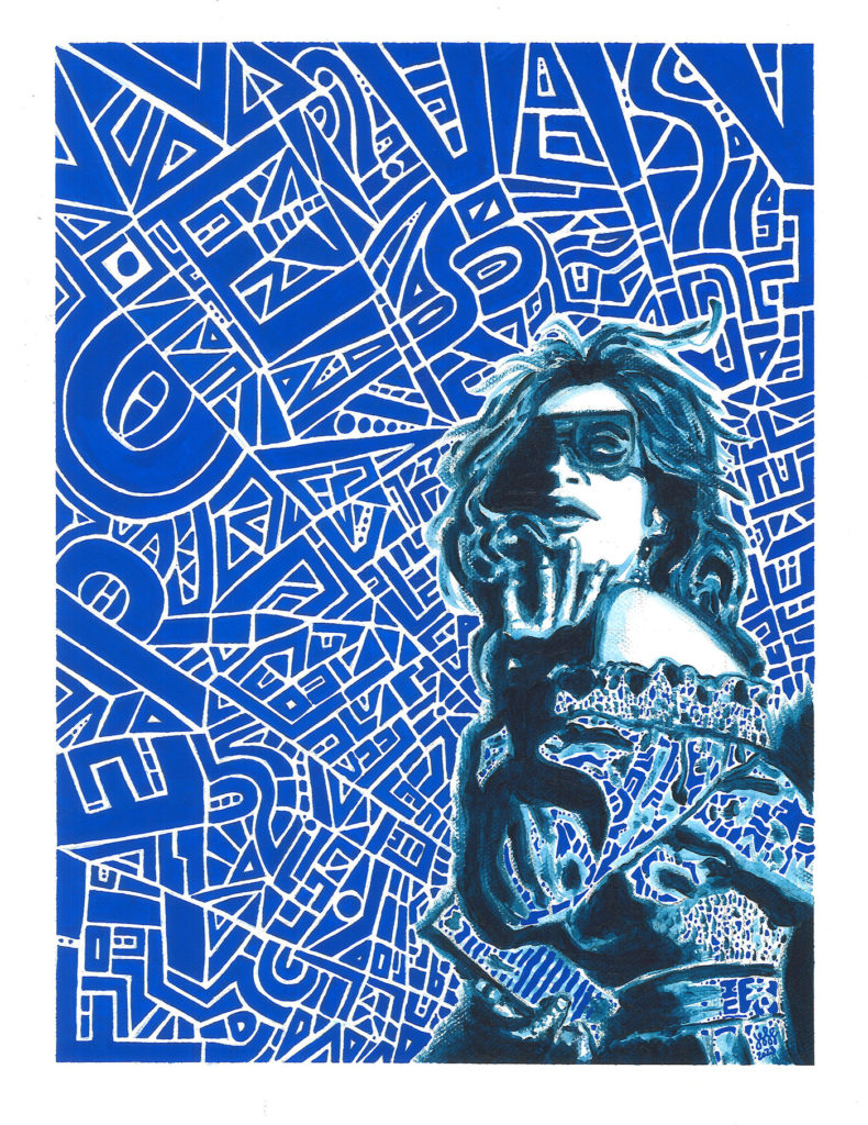 The Ice Queen Cometh Blue And White Abstract Portrait Of Cool Female By Jeff Lung