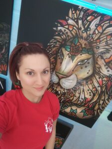Christina Lynn Todaro with her lion.