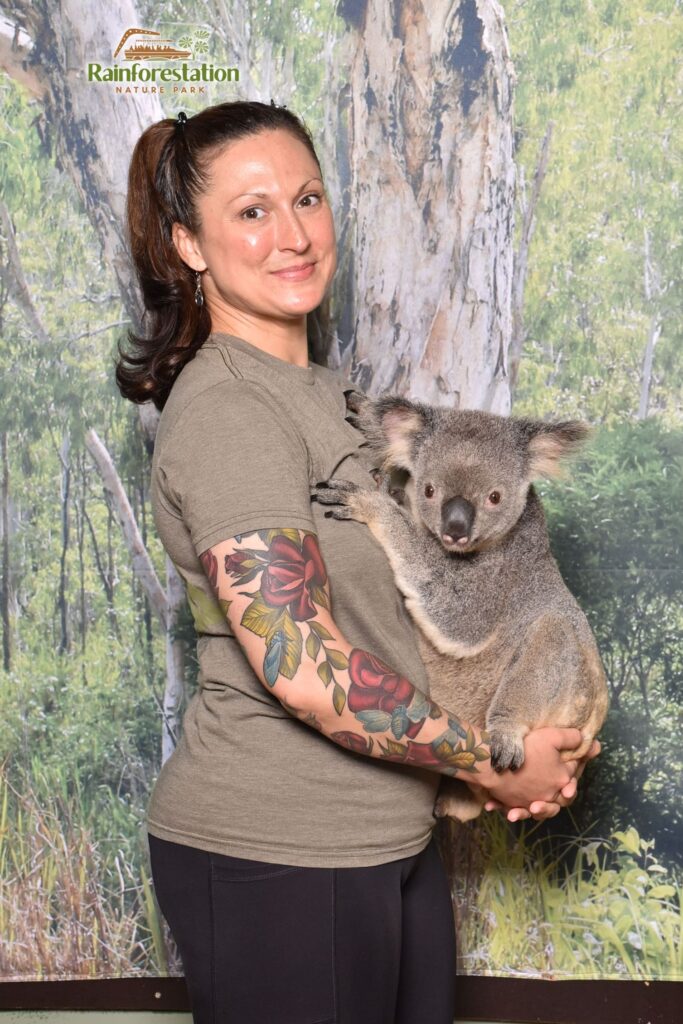 Christina Lynn Todaro holding a koala bear.