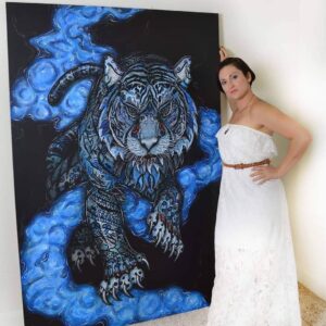 Christina Lynn Todaro with her tiger.