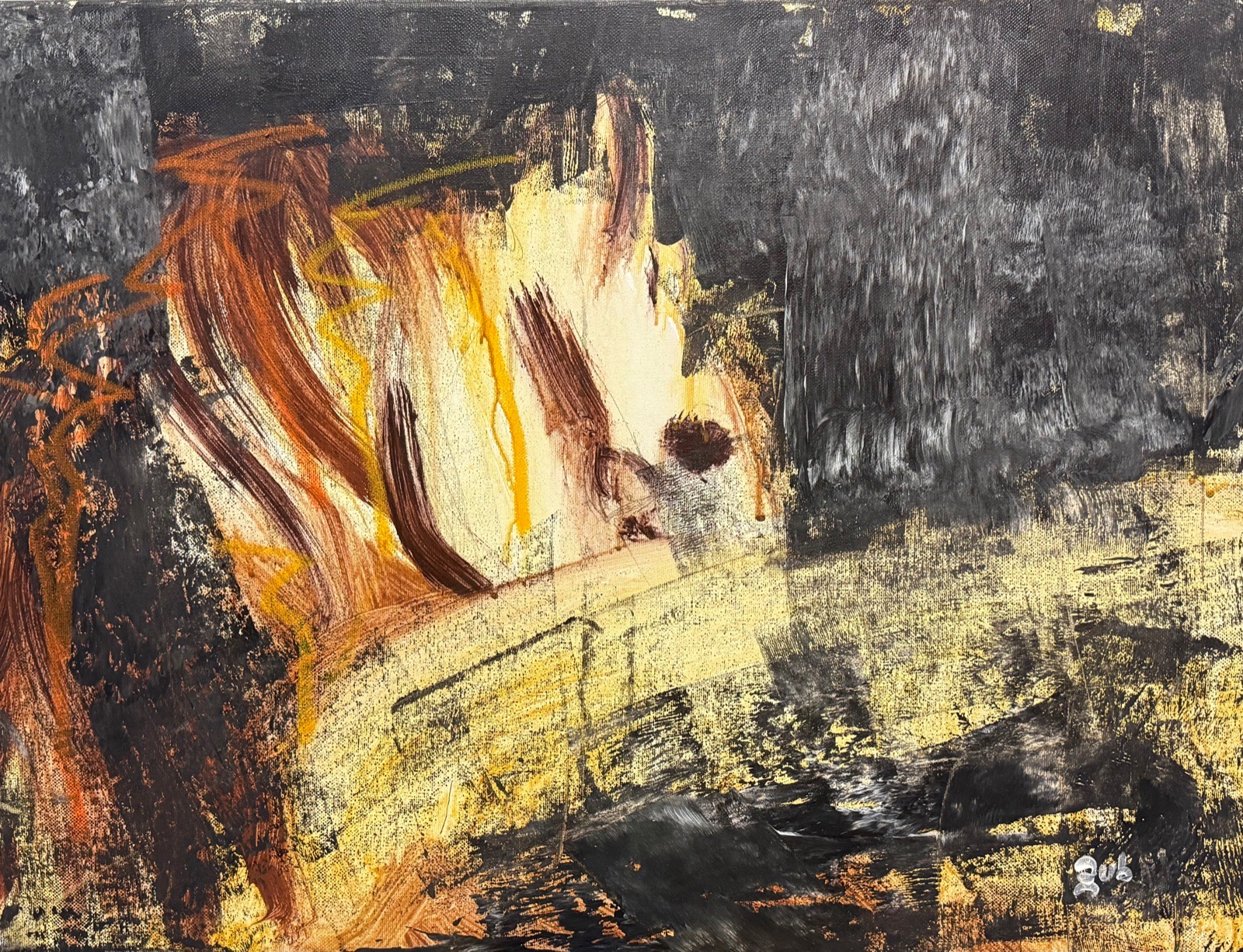 Gold and black horse painting by Silviana Zub